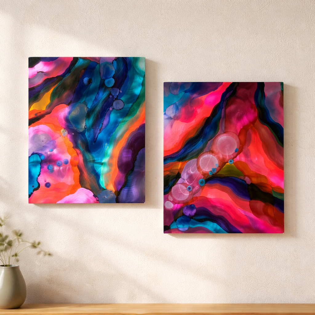 Ember Flow - Metal Wall Art Diptych 15"x20" Each Panel