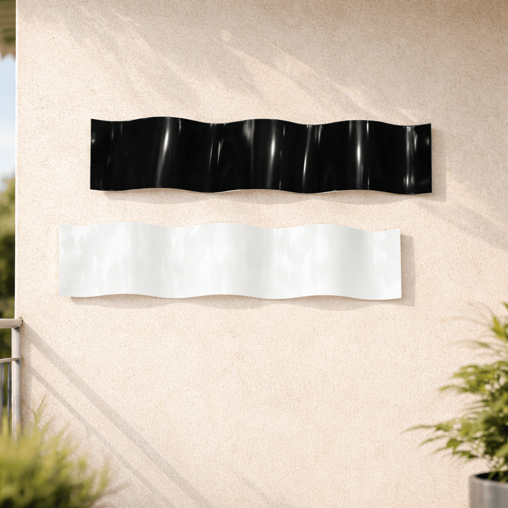 Ebony and Ivory - Metal Wave Wall Art Set 10"x46" Each