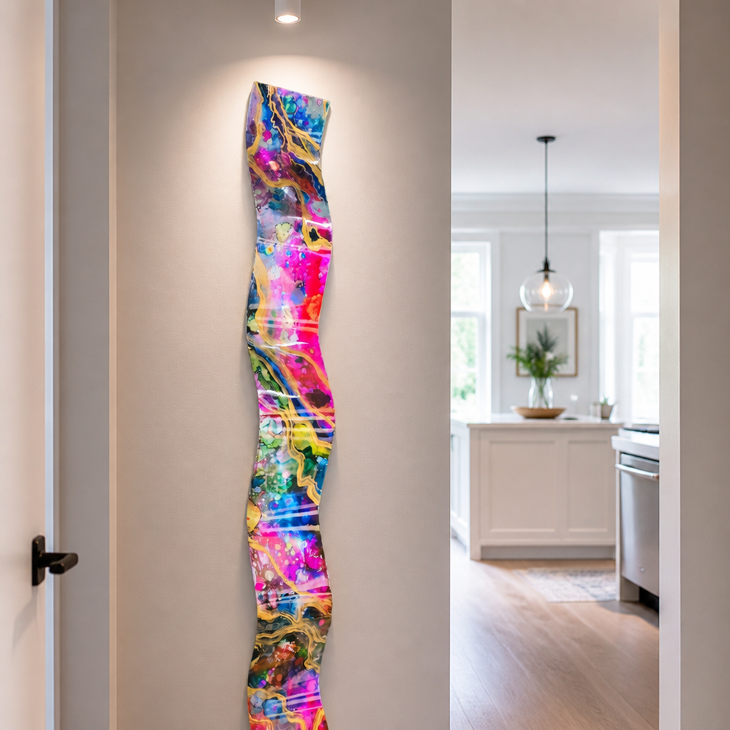 Fluid Euphoria - Metal Wave Wall Art 6"x46"