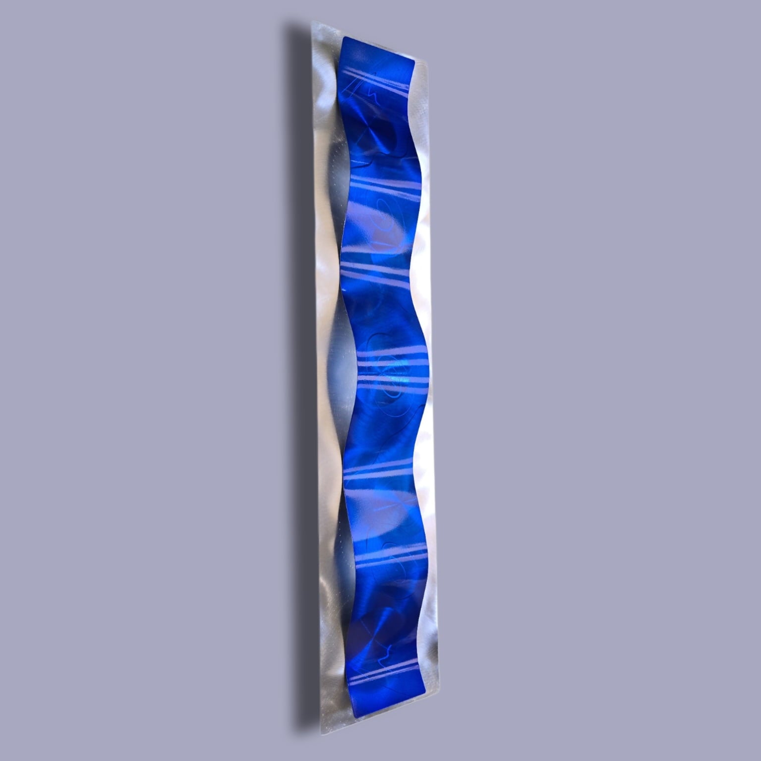Cobalt Tide - Metal Wave Wall Art 10"x46"