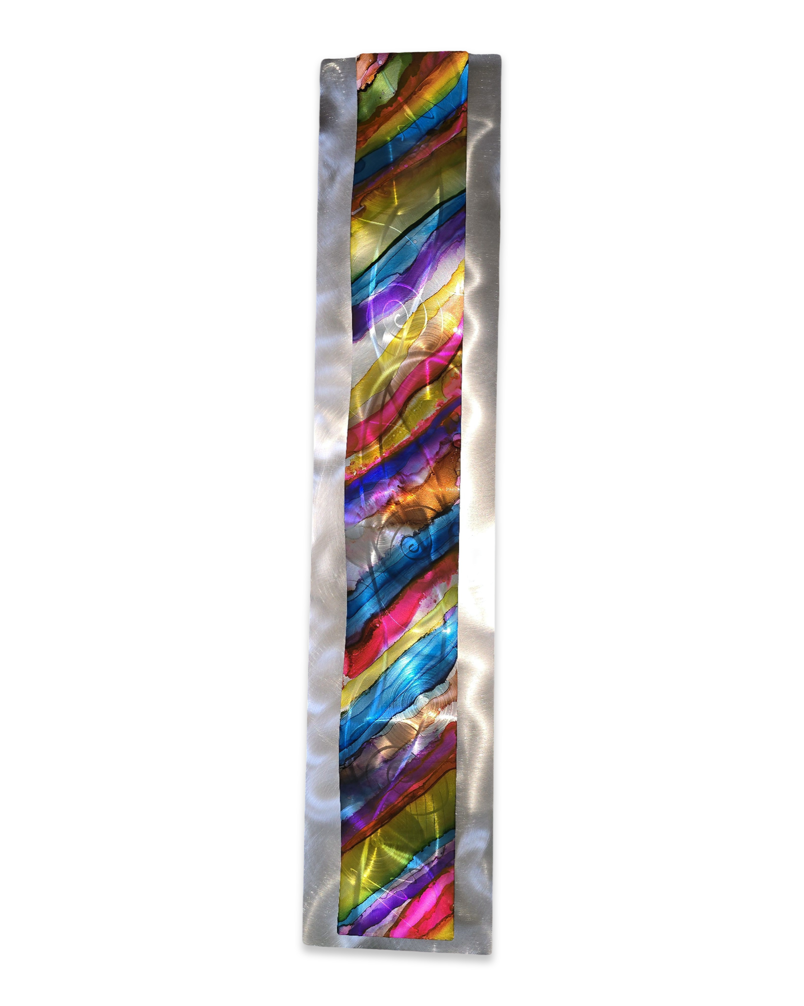 Rainbow Drift - Metal Wave Wall Art 47"x10"