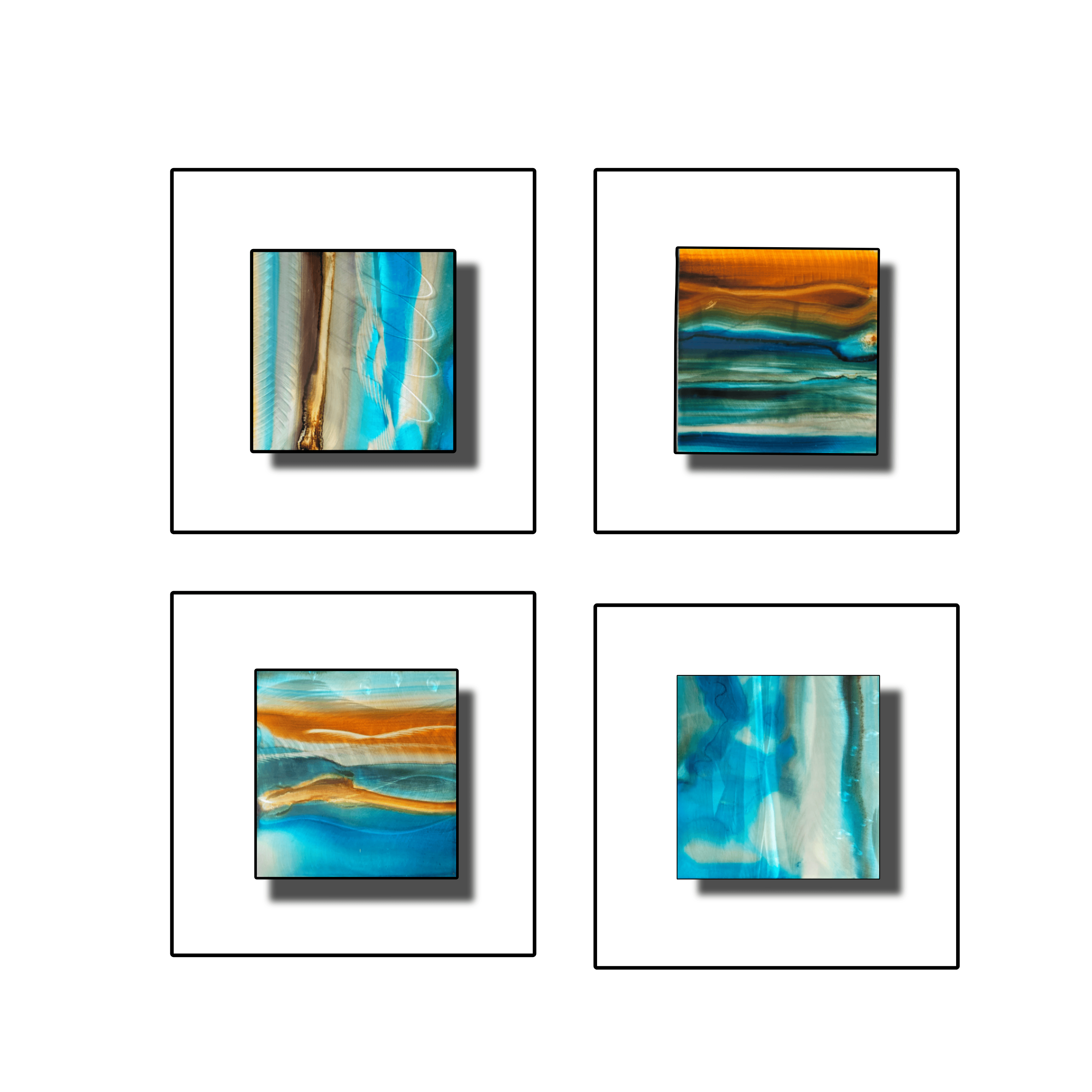 Coastal Drift - Four-Panel Metal Wall Art Set 12"x12" Each