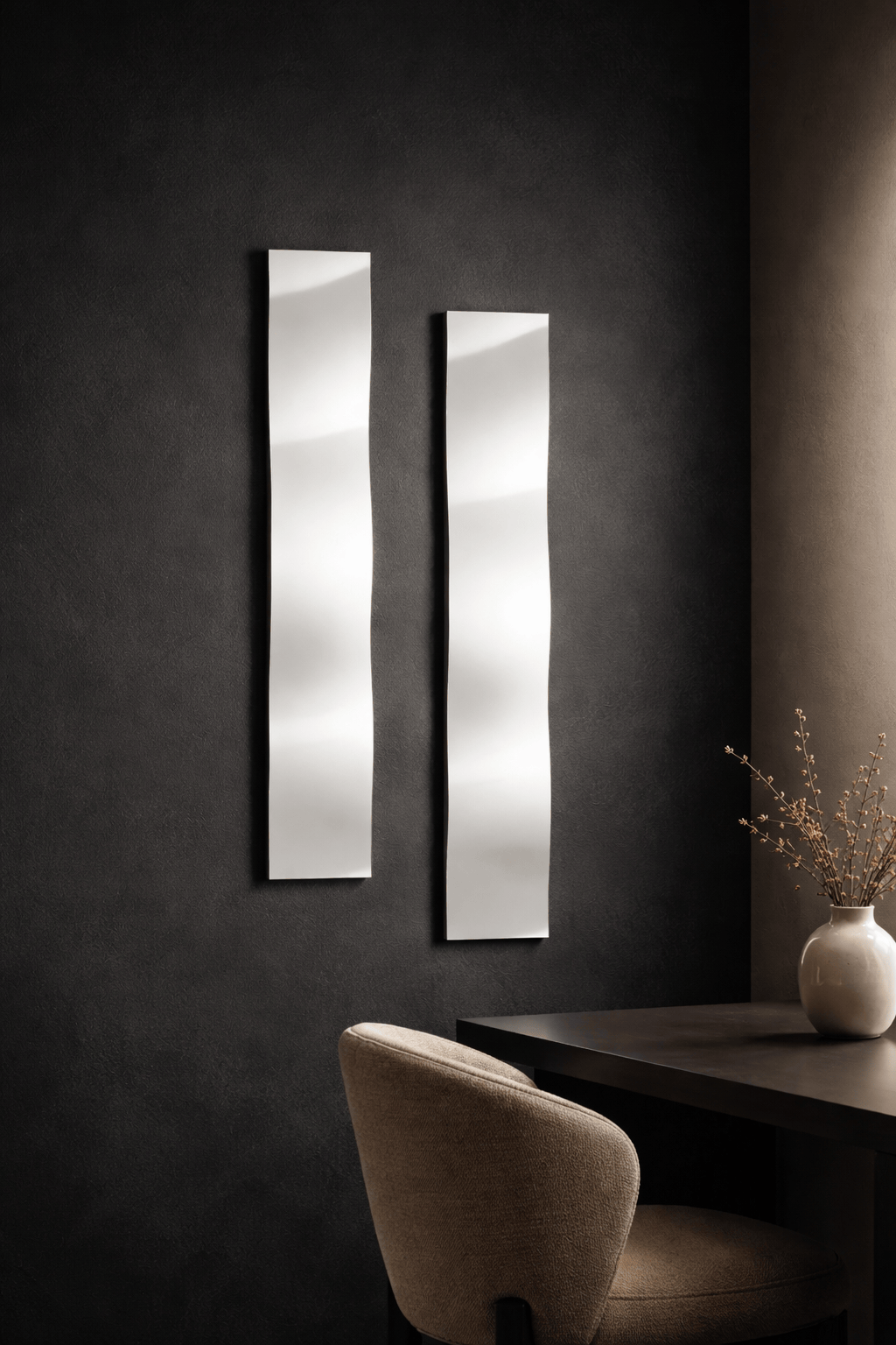 Pure Elegance - 2 Metal Wave Art 6"x48"each