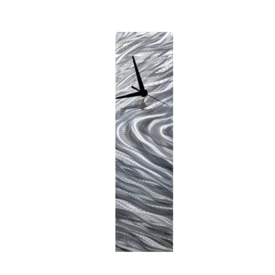 Silver Current - Metal Wall Clock 6"x24"  (cz22)