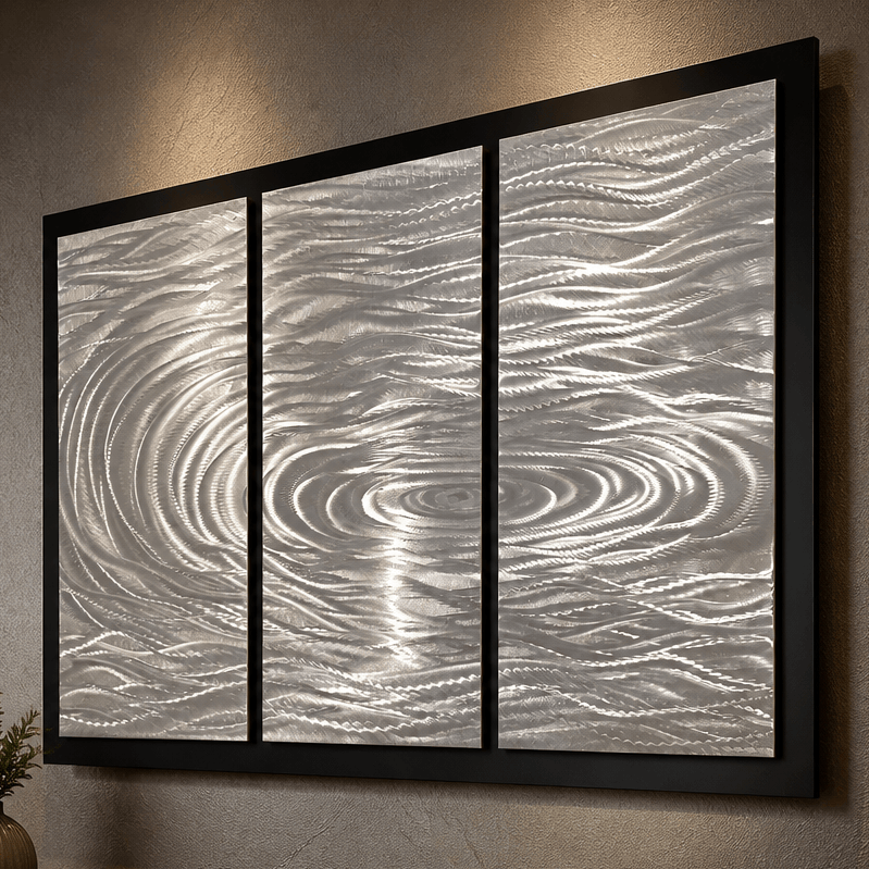 The Confluence - Three-Panel Brushed Aluminum Wall Art 27"x40"