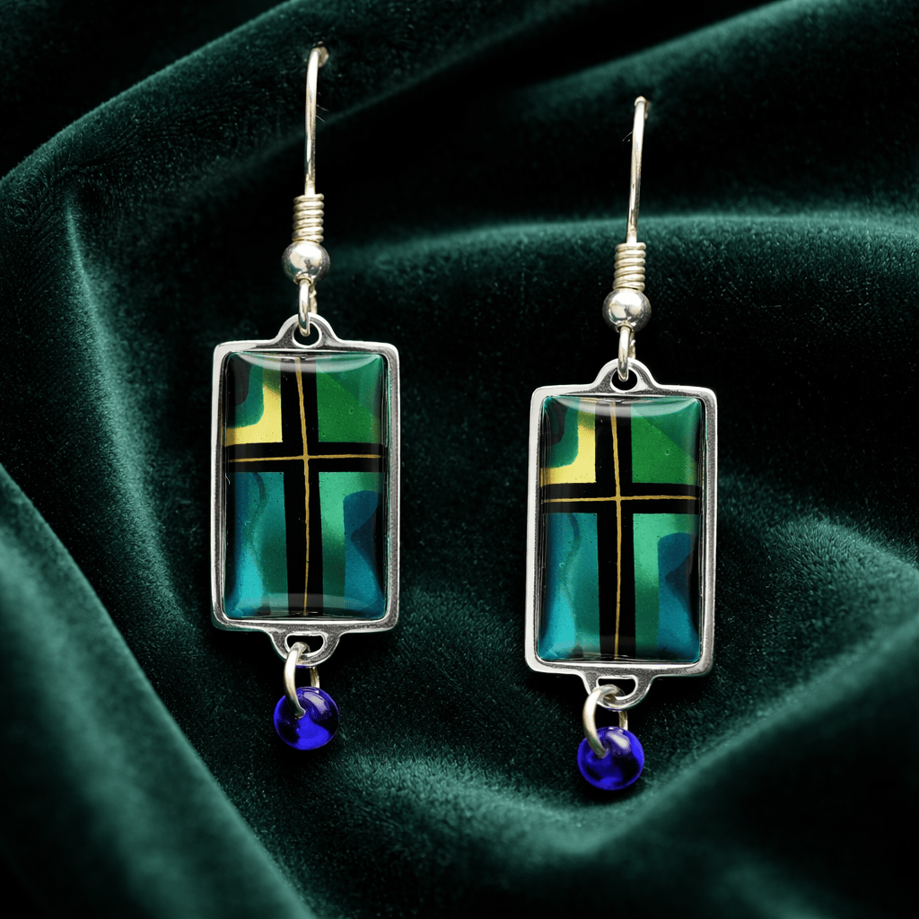 Emerald Cathedral Earrings 1.5"