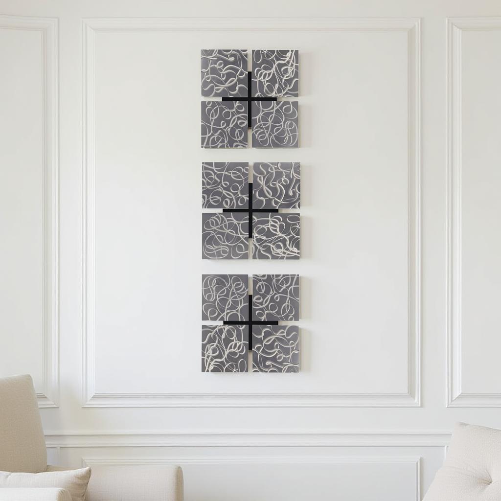 Infinite Flow - 3-Piece Metal Wall Art Set 12"x12"