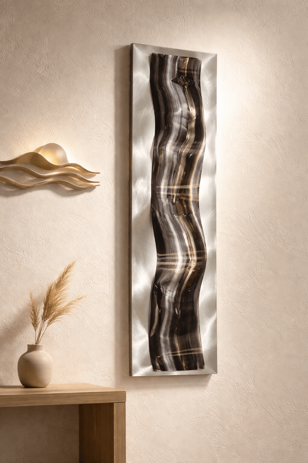 Shadow Flow - Metal Wave Wall Art 10"x46"