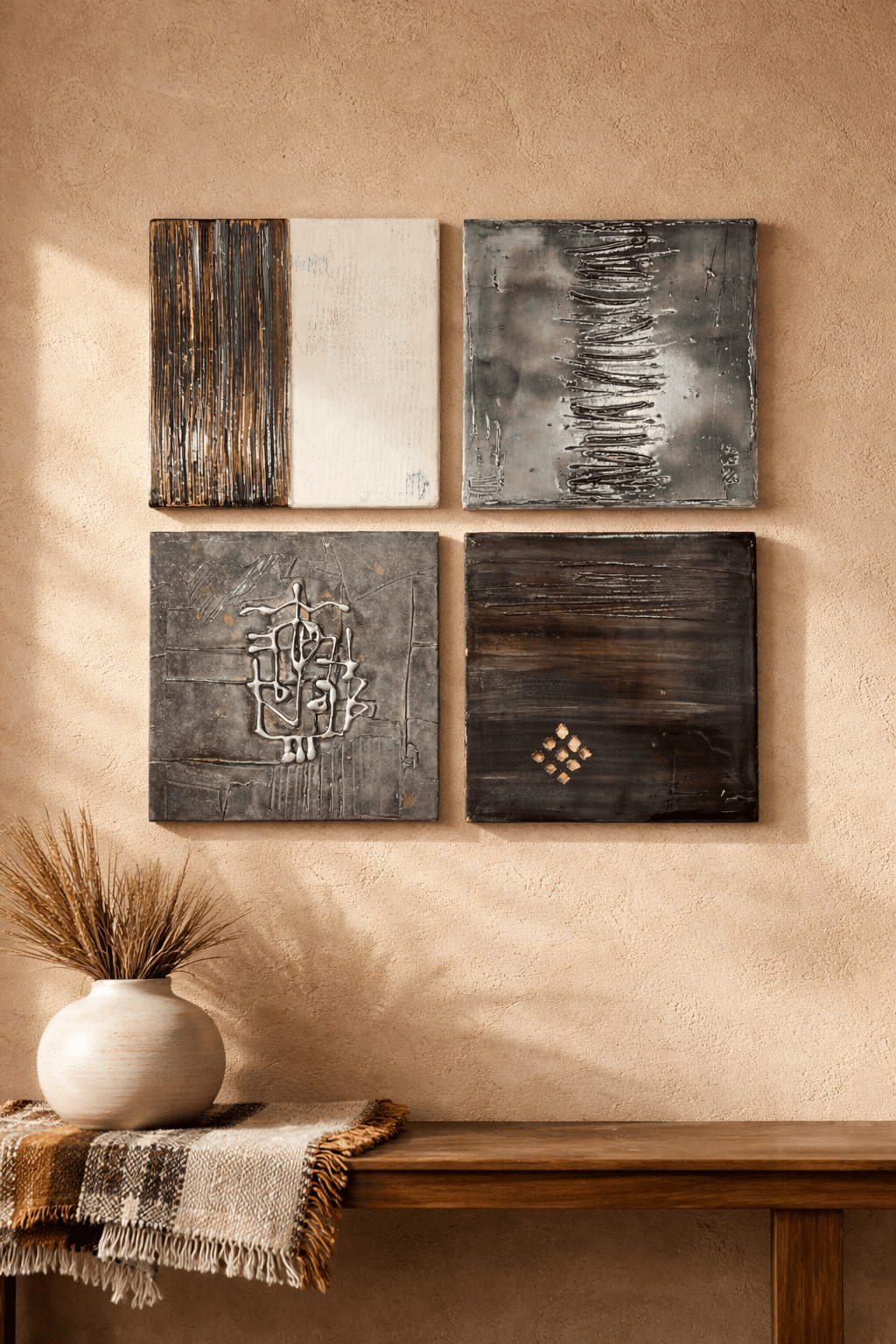 Silent Quartet - 4-Piece Metal Wall Art Set 9"x9" Each