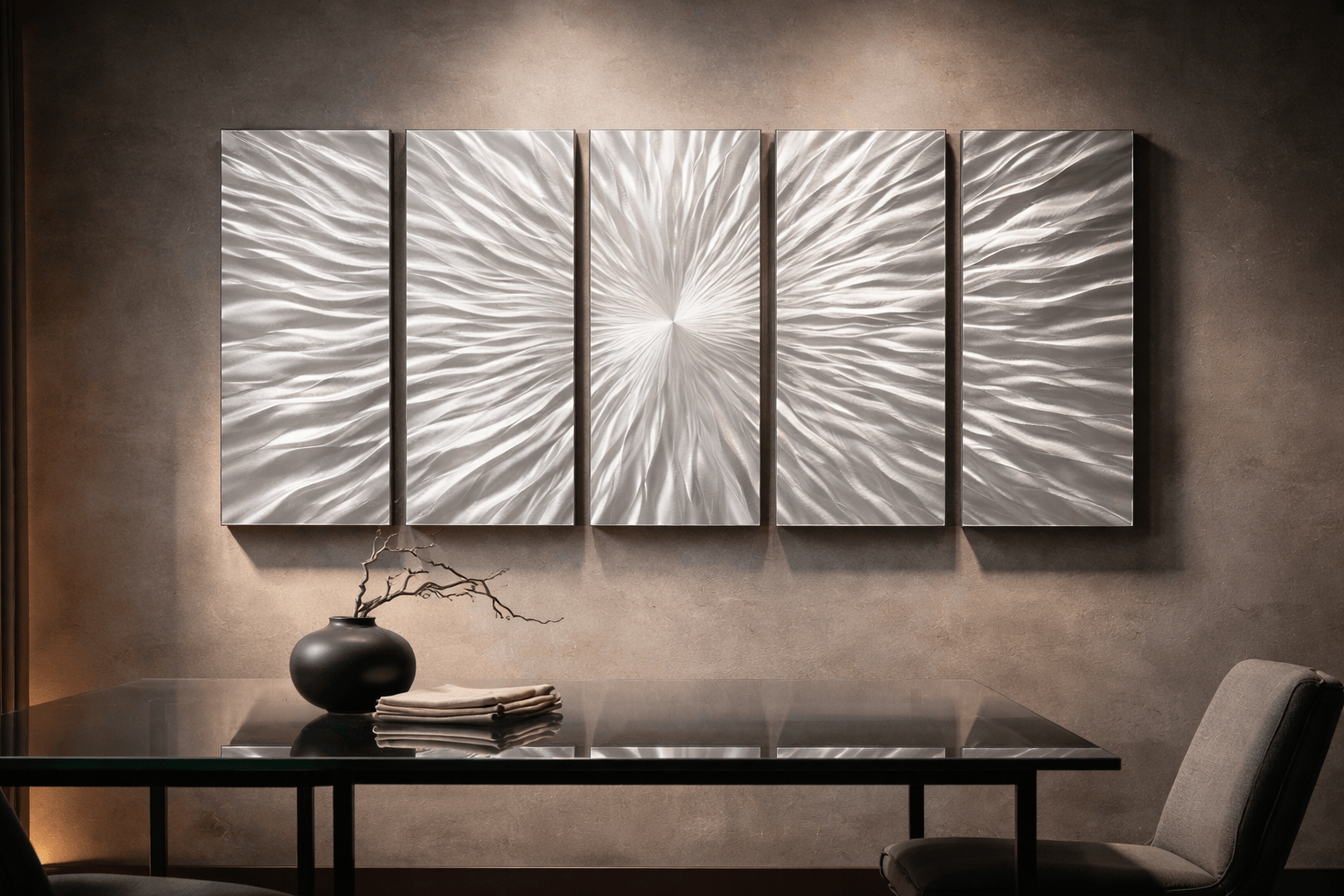 (Radiant Convergence) - 5-Panel Metal Wall Art 24"x64"