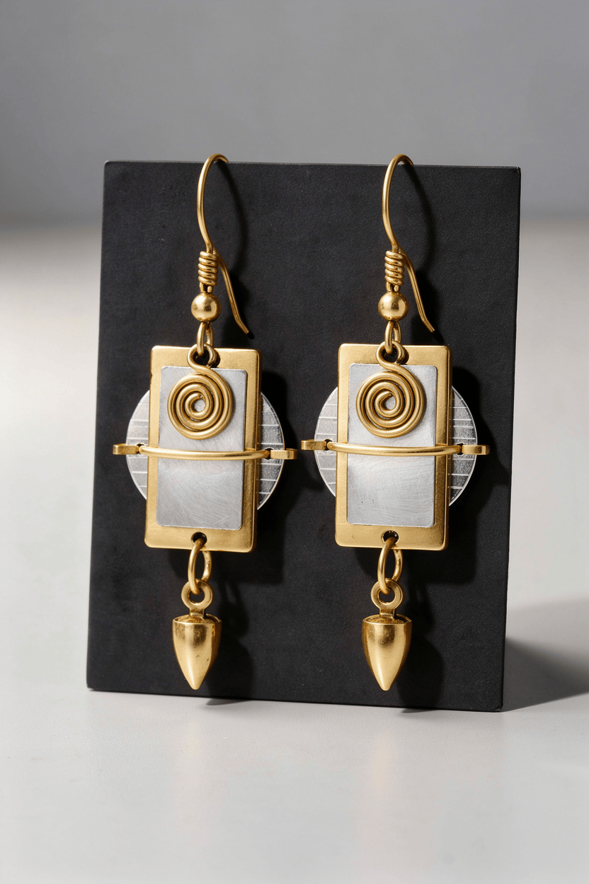 Celestial Spiral Dangle Earrings 2"
