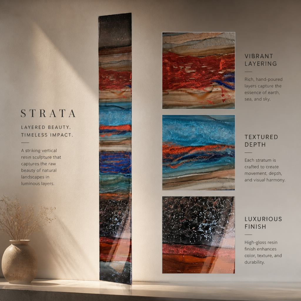 Strata Horizons - Metal Wall Art 6"x46"