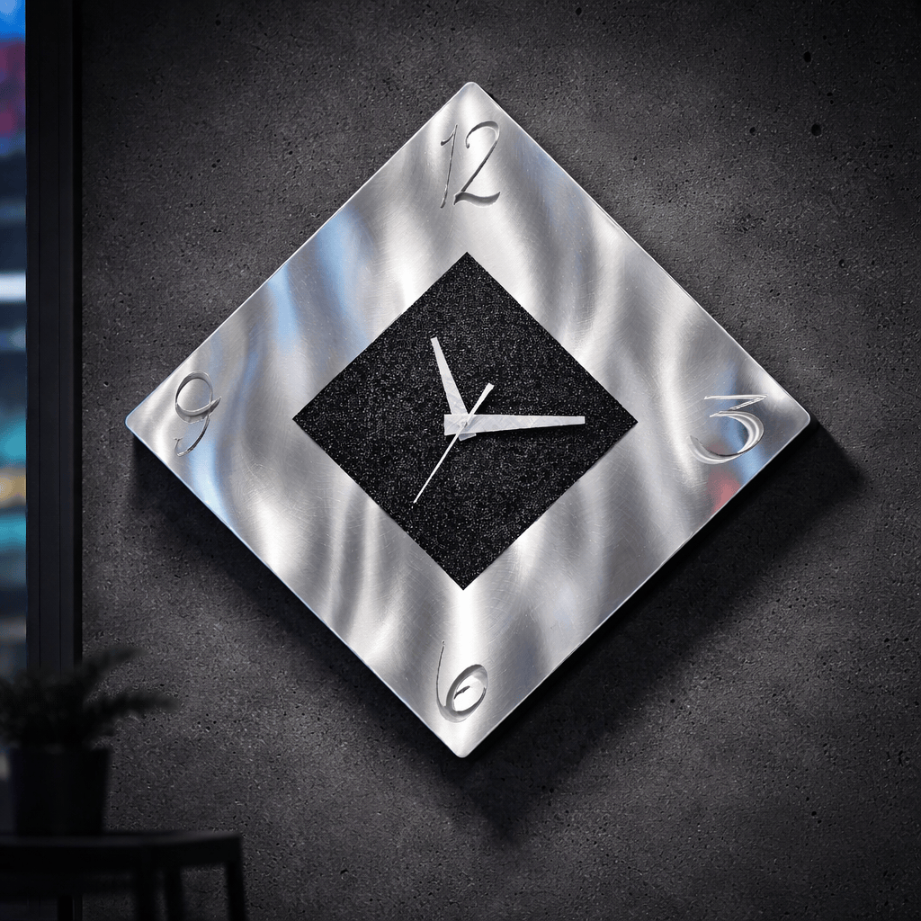 Obsidian Point - Metal Wall Clock 12"x12"
