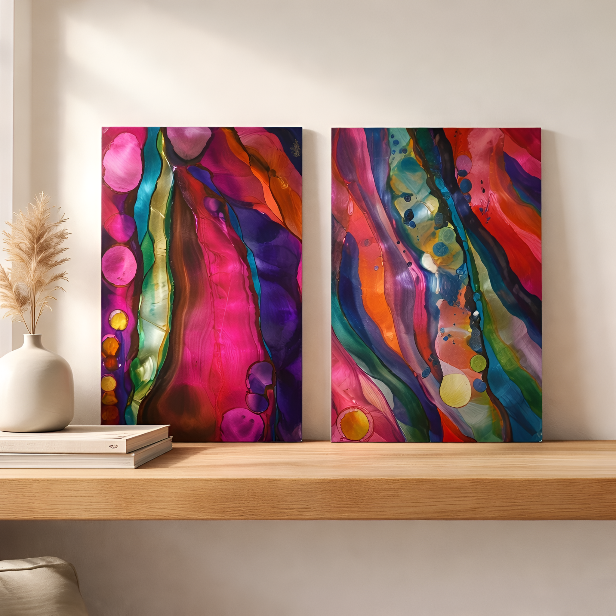 Radiant Surge - Metal Wall Art Diptych 15"x20" (each)