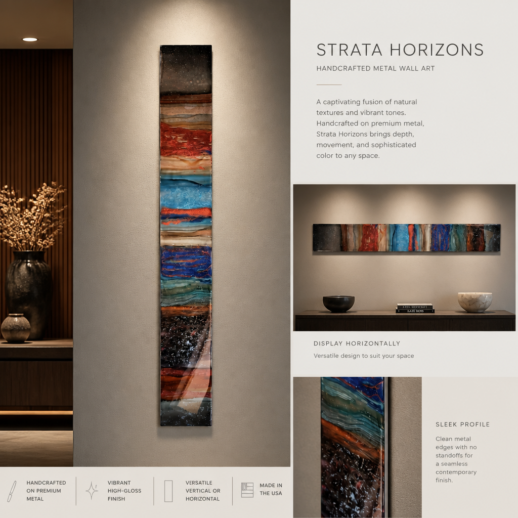 Strata Horizons - Metal Wall Art 6"x46"