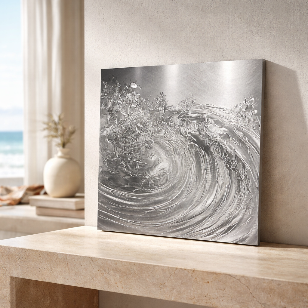 Coastal Serenity - Metal Wave Wall Art 24"x24"
