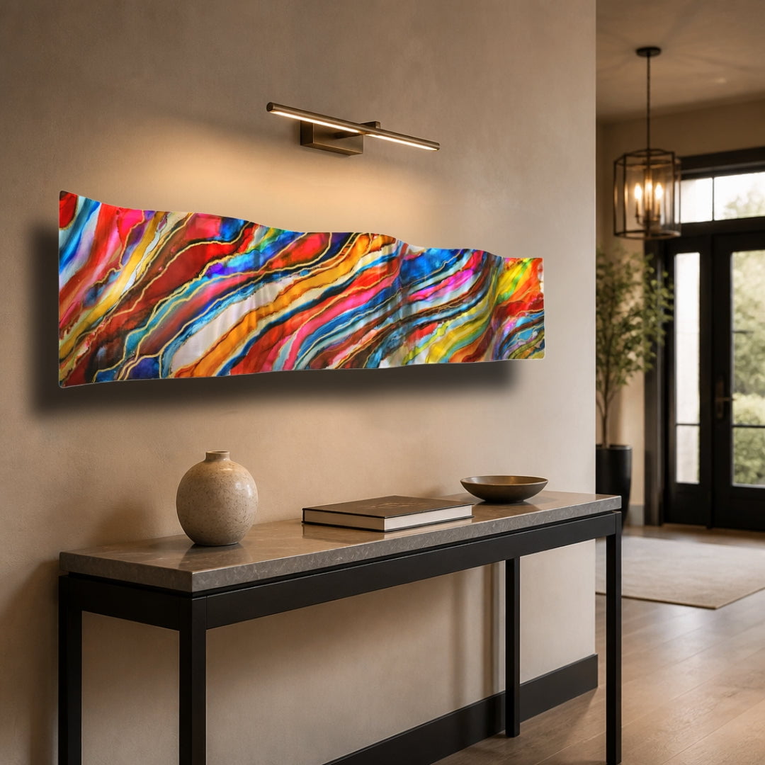 Molten Drift - Metal Wave Wall Art 46"x10"