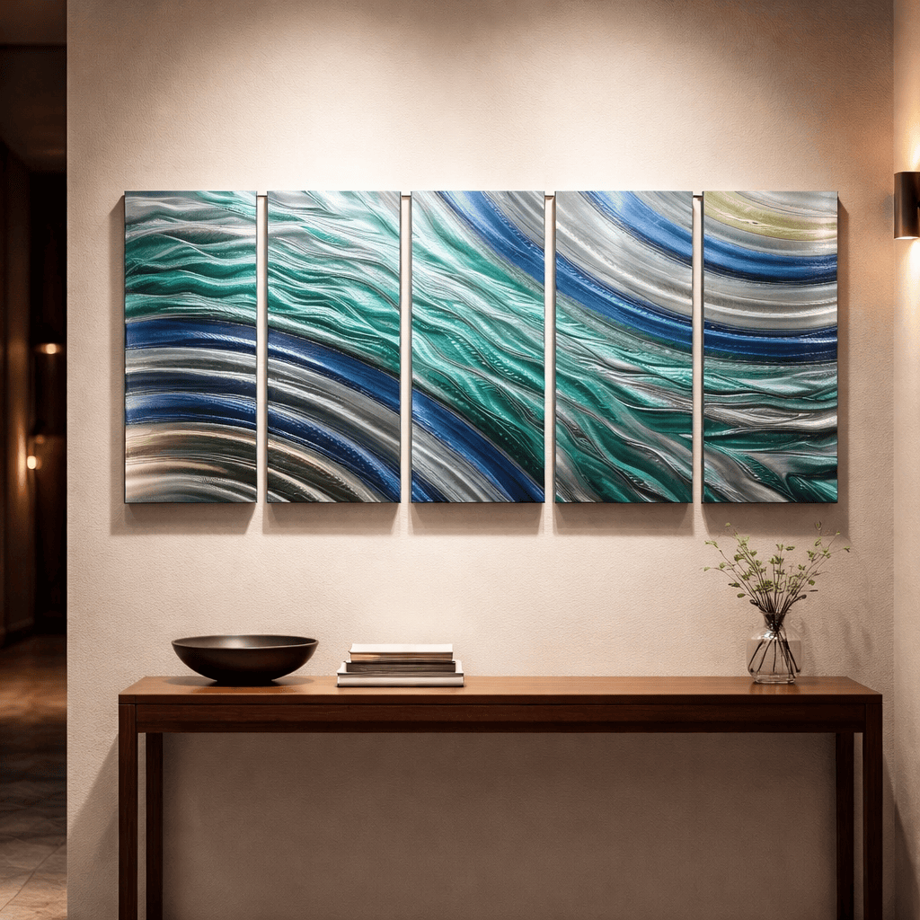 Coastal Reverie - 5-Panel Metal Wall Art  (wav 206)