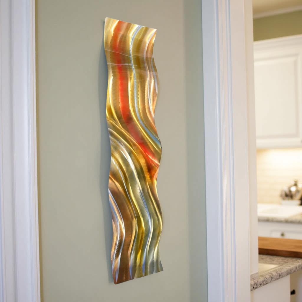 Golden Cascade - Metal Wave Art 10"x46"