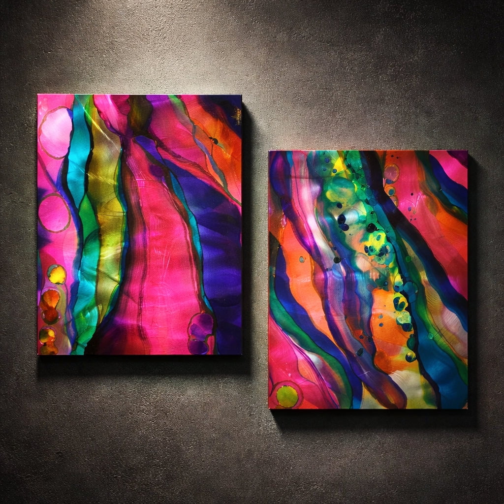 Radiant Surge - Metal Wall Art Diptych 15"x20" (each)