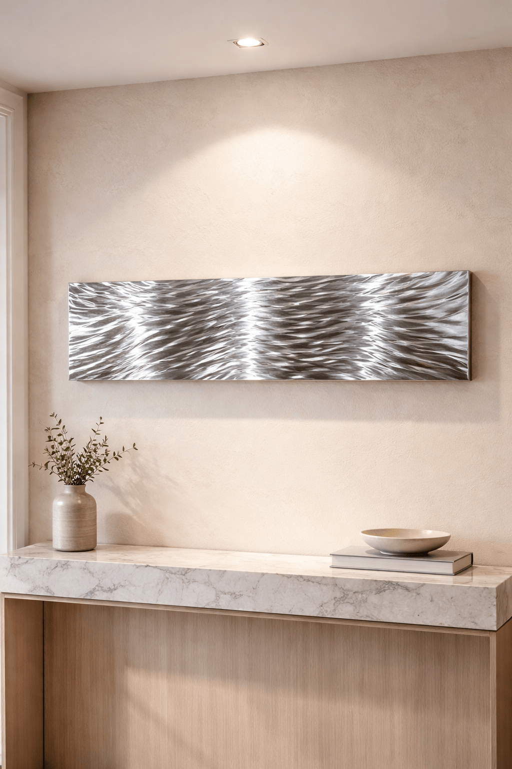 Silver Convergence - Metal Wall Art 10"x46"
