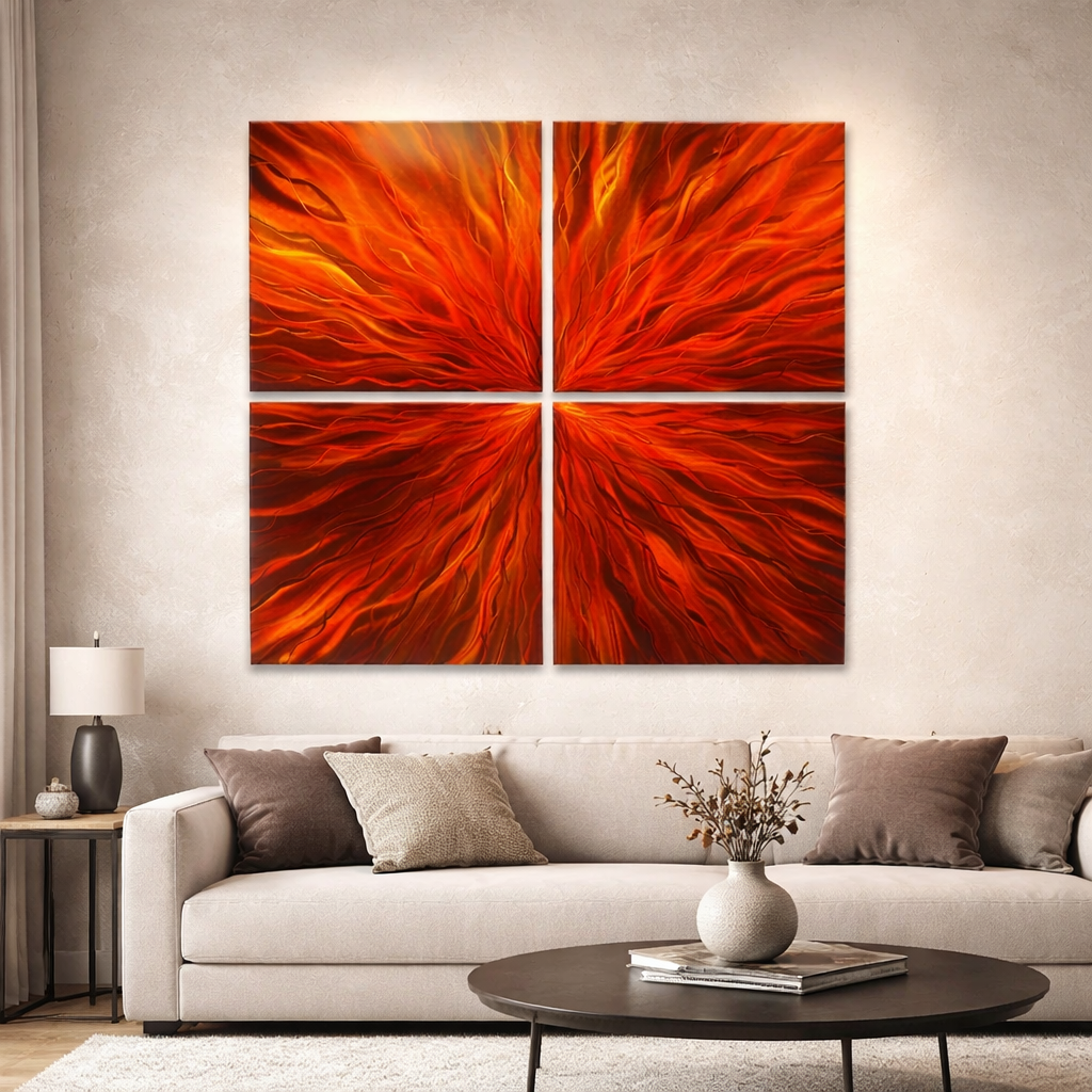 Solar Ignition - Metal Wall Art Set of 4 (50"x50" overall)