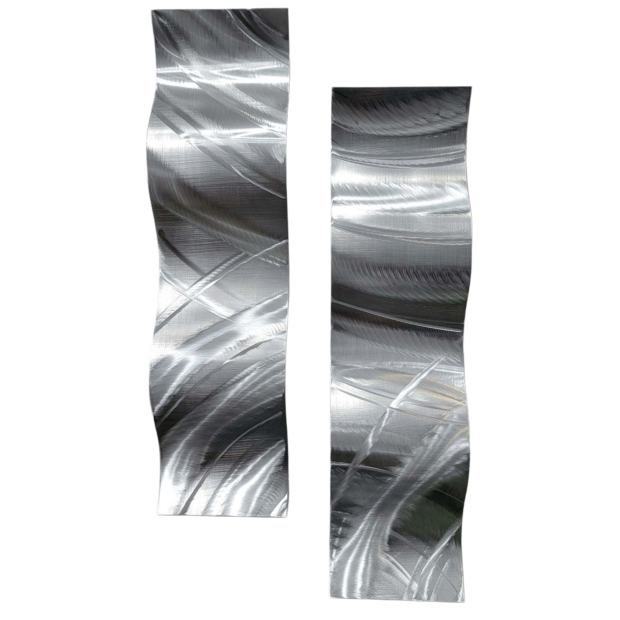 Silver Drift - Metal Wave Wall Art Set of 2 (6"x24" each) (gem w 36)