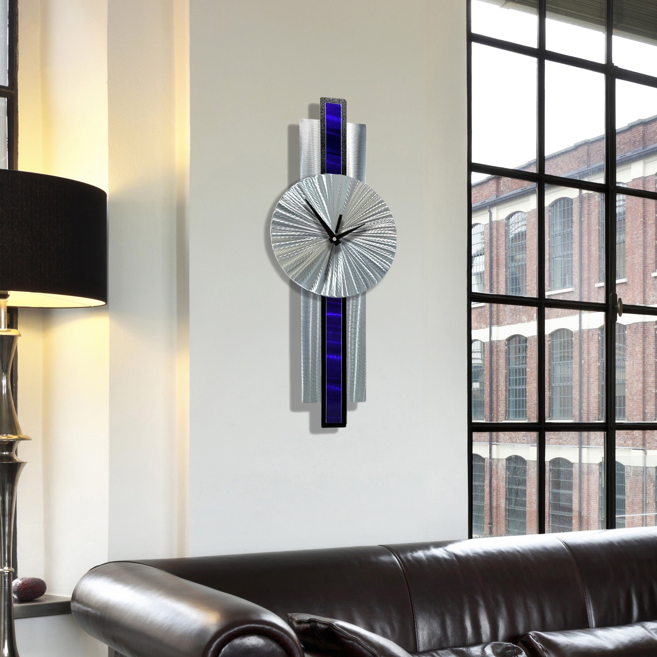 Infinite Orbit Clock Silver & Royal Blue