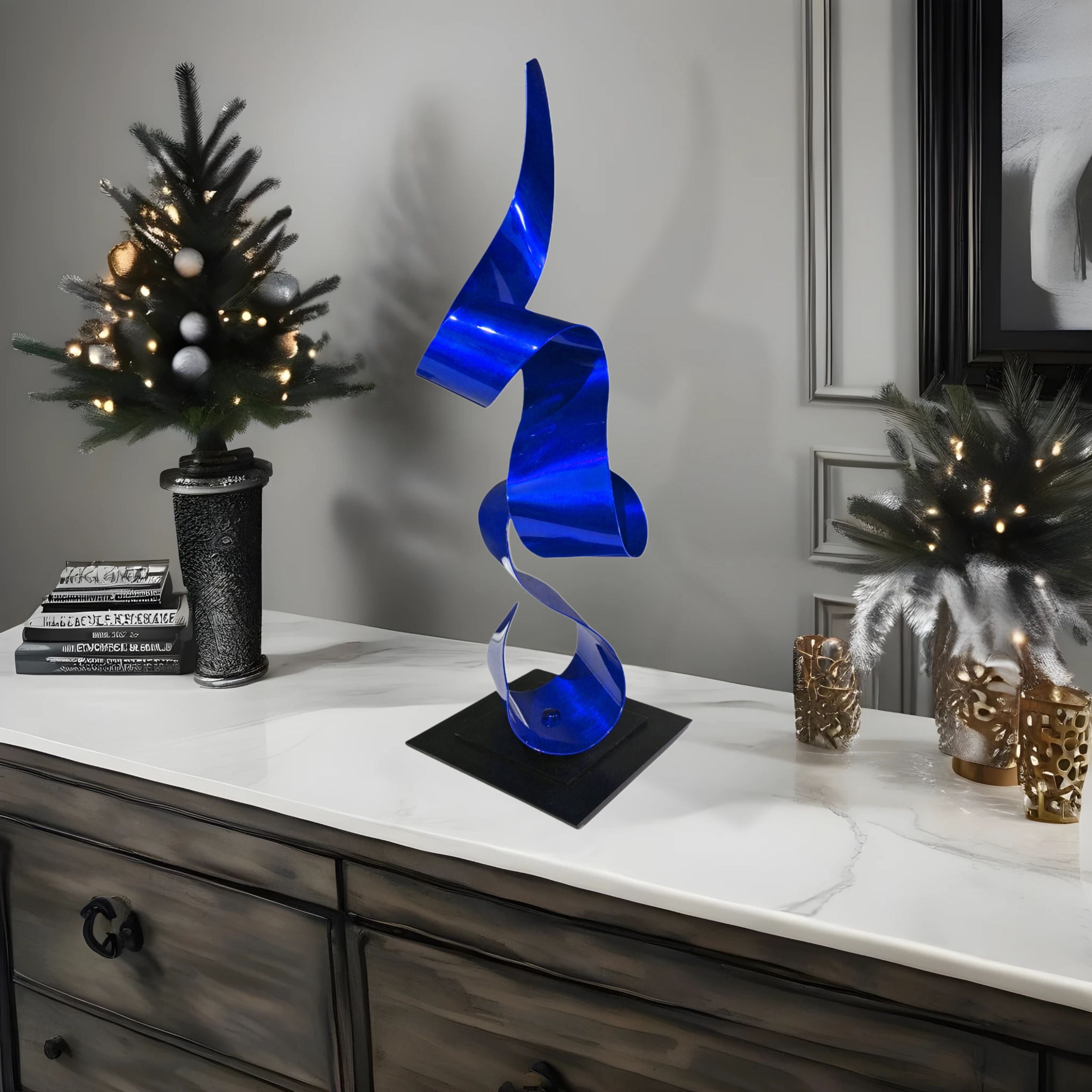 Blue Holiday Ribbon Accent