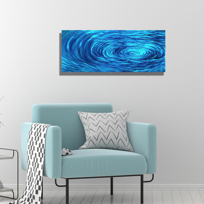 Blue Abstract Metal Wall Art by Jon Allen 34" x 14" - Serene Flow