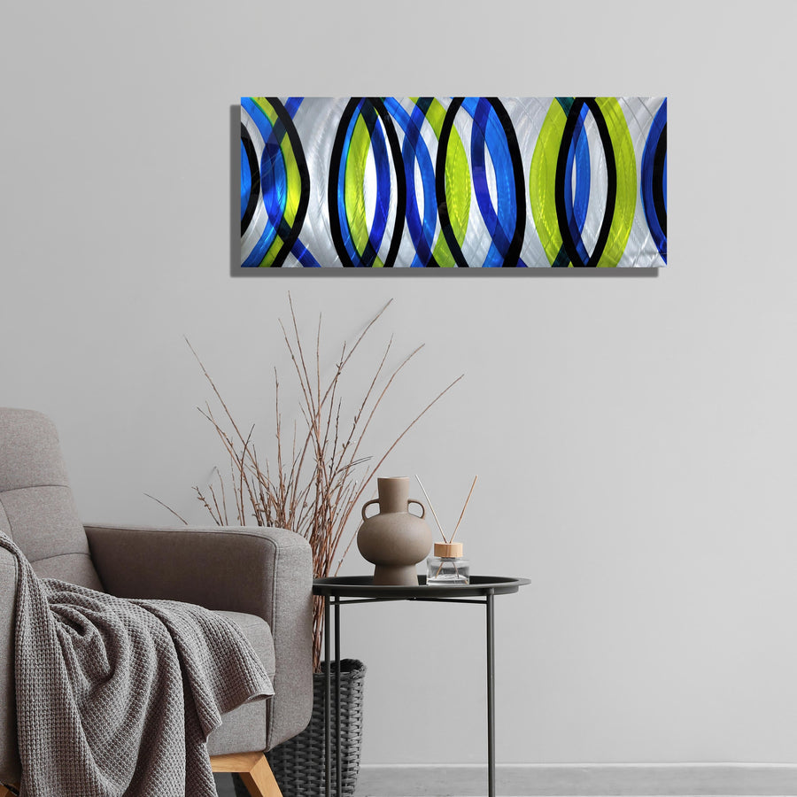 Multicolor Abstract Painting  34" X 14"  Metal  Art by Jon Allen - Melodic Bliss