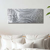 Silver Abstract Metal Wall Art by Jon Allen 34" x 14" - Fractal Illusion
