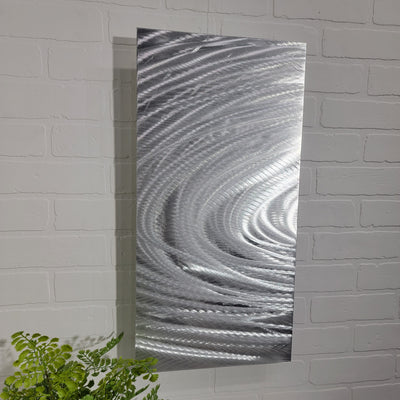 Only 1! Silver Abstract Metal Wall Art Accent by Jon Allen 12" x 24" - P153