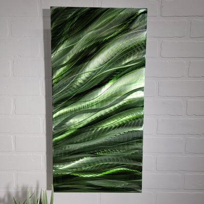 Only 1! Green Abstract Metal Wall Art by Jon Allen 12" x 20.5" - P158