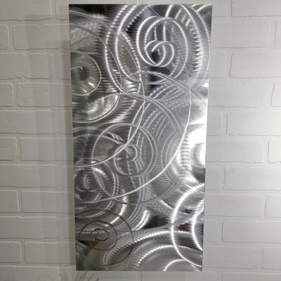 Only 1! Silver Abstract Metal Wall Art Accent by Jon Allen 12" x 24" - P405