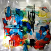 Colorful Abstract Painting on Silver Metal by Jon Allen 24" x 24" - JAC 638