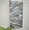 Only 1! Silver Mist Abstract Metal Wall Art by Jon Allen 12" x 24" - MD8