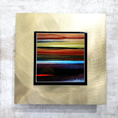 Only 1! Multicolor Abstract Metal Wall Art, Set of 3 12" x 12" by Jon Allen - BM83