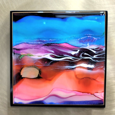 Only 1! Multicolor Abstract Metal Wall Art 12" x 12" by Jon Allen - BM70