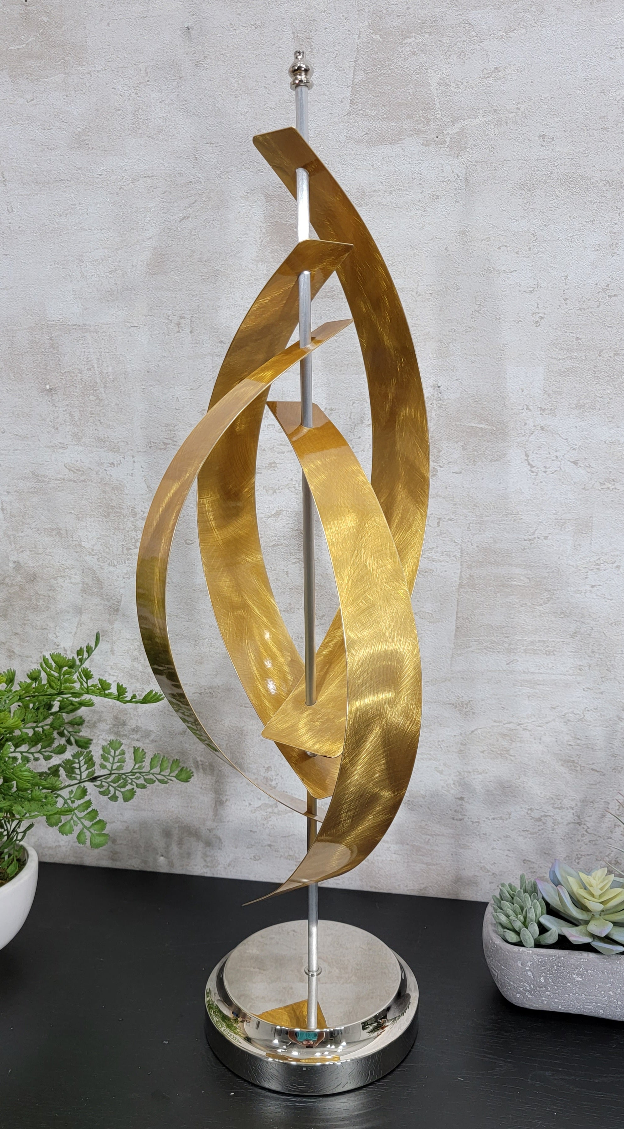 NEW! Golden Maritime with Chrome Base 25"x 9" x 9"