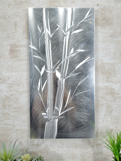 Only 1! Silver Abstract Metal Wall Art by Jon Allen 24" x 12" - P53