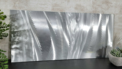 Only 1! Silver Abstract Metal Wall Art by Jon Allen 24" x 11" - P144