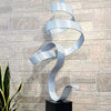 Only One! Unique Handmade textured White and Grey with Golden hue Sculpture with Black Base by Jon Allen - S5