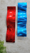 Only 1! Set of two, Red and Blue Abstract Wave Wall Sculptures - WAV 31-32