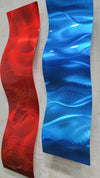 Only 1! Set of two, Red and Blue Abstract Wave Wall Sculptures - WAV 31-32