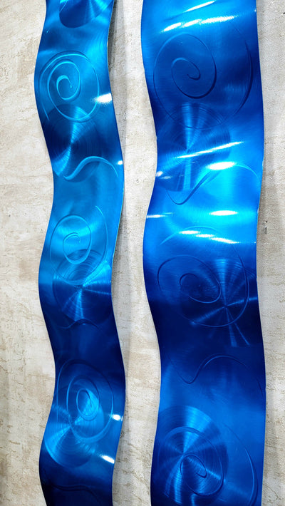 Only 1! Set of two, Blue Abstract Wave Wall Sculptures - WAV 45