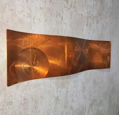 One of a Kind! Copper Wave Abstract Metal Wall Art Wave Sculpture - Home Decor Wave 6" x 22"- Gem W11