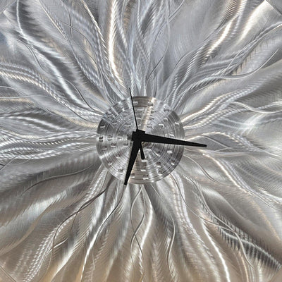 Unique Silver Metal Wall Art Clock - CZ3