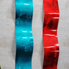 Unique "Radiant Positive Flows" in Blue and Red Abstract Painting Set of 2  Each Panel 46" X 6"  Metal  Art by Jon Allen - WAV 81