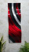 Exclusive "Vibrant Colors" Red, Silver and Black Multicolor Abstract Painting  32" X 10"  Metal  Art by Jon Allen - WAV 84